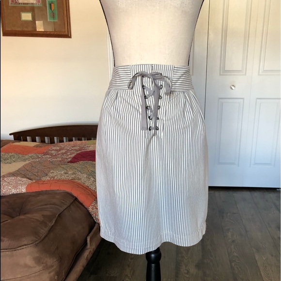 FRENCH CONNECTION striped lace-up a-line skirt - Picture 2 of 6